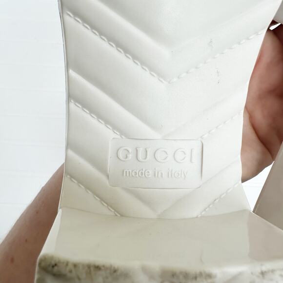 Gucci Rubber Logo Sandals Plastique White PVC Glossy Mule Platform Slide 41 - Picture 8 of 13